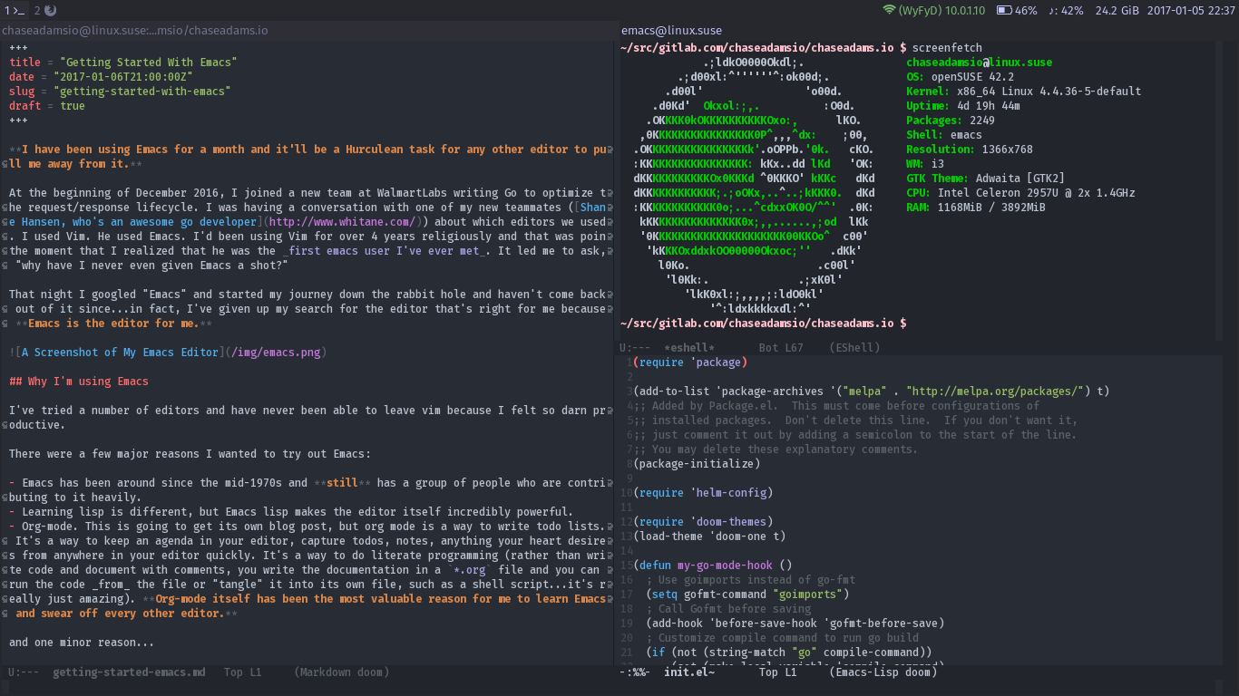 A typical Emacs setup